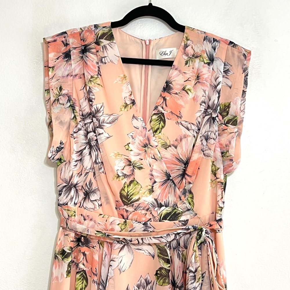 Eliza J Floral Ruffle High Low Dress Blush Size 14 - Picture 3 of 10